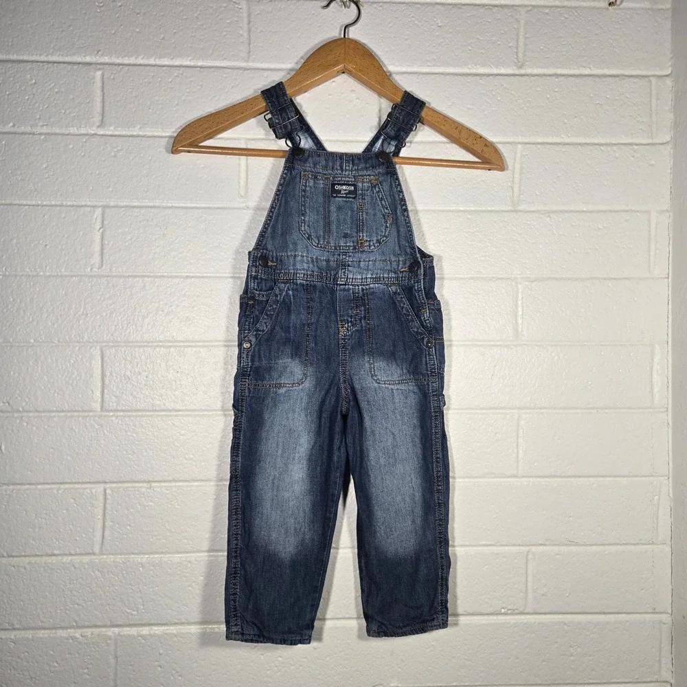 Oshkosh B'gosh 3T Overalls Blue Carpenter Vestback Classic‎ USA Bib Denim Jean